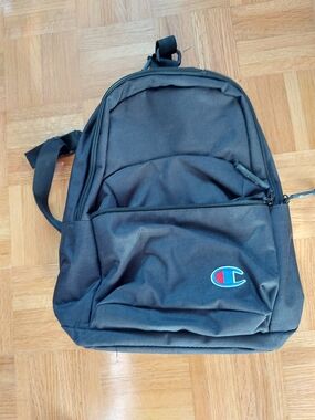 Champion Black Backpack with Embroidered Logo
